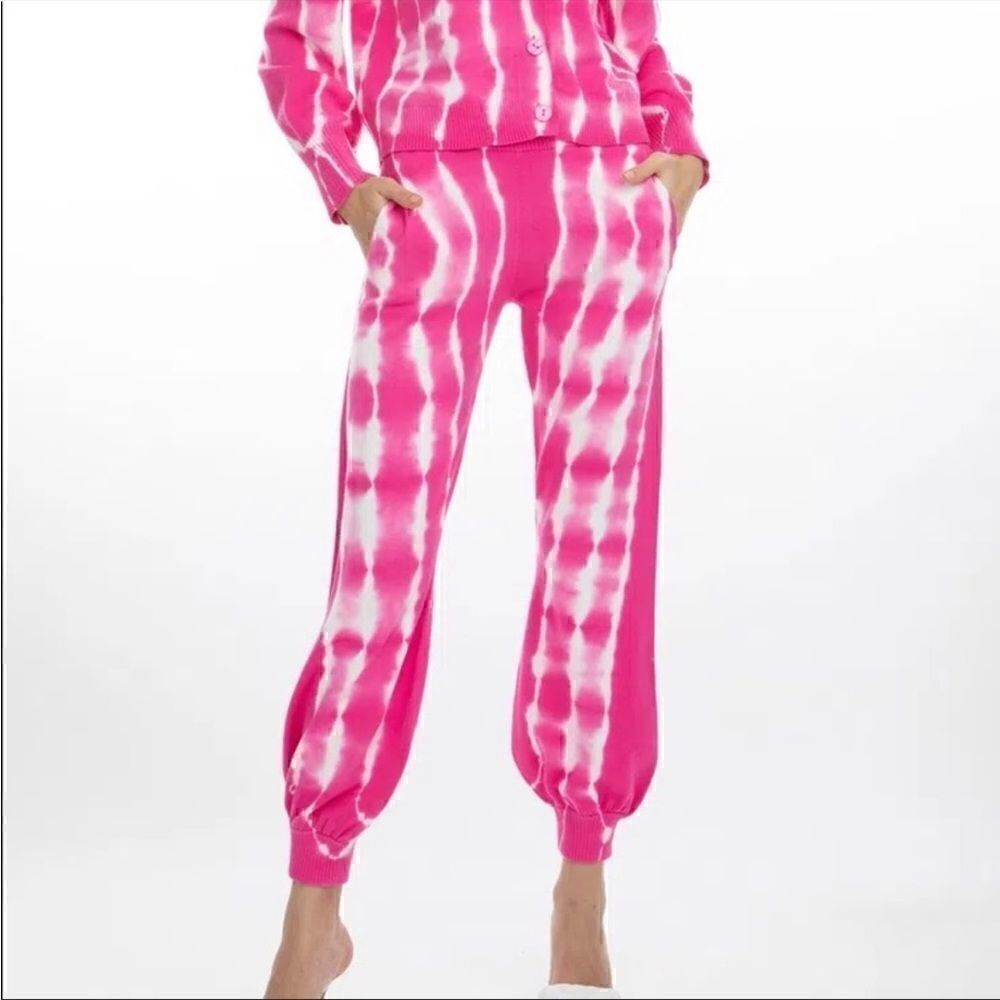 NWT GENERATION LOVE Anna Tie Dye Knit Jogger In Pink & White Size S